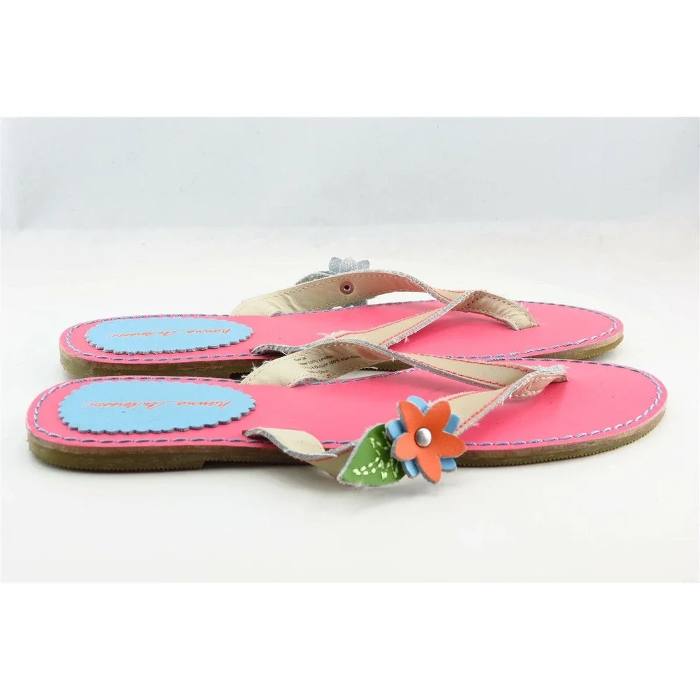 Hanna Andersson Girls Flip Flops Size‎ 34 Pink Leather Sandals Casual